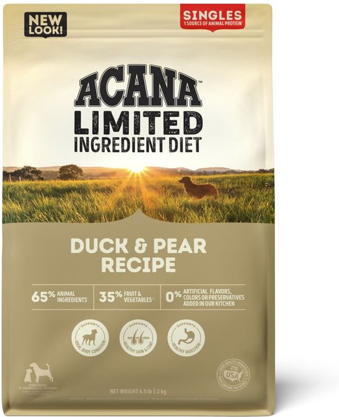 ACANA Singles Limited Ingredient Duck & Pear Grain-Free Dry Dog Food, 4.5-lb bag slide 1 of 9