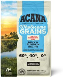 ACANA Singles + Wholesome Grains Limited Ingredient Diet Duck & Pumpkin Recipe Dry Dog Food, 4-lb bag slide 1 of 9