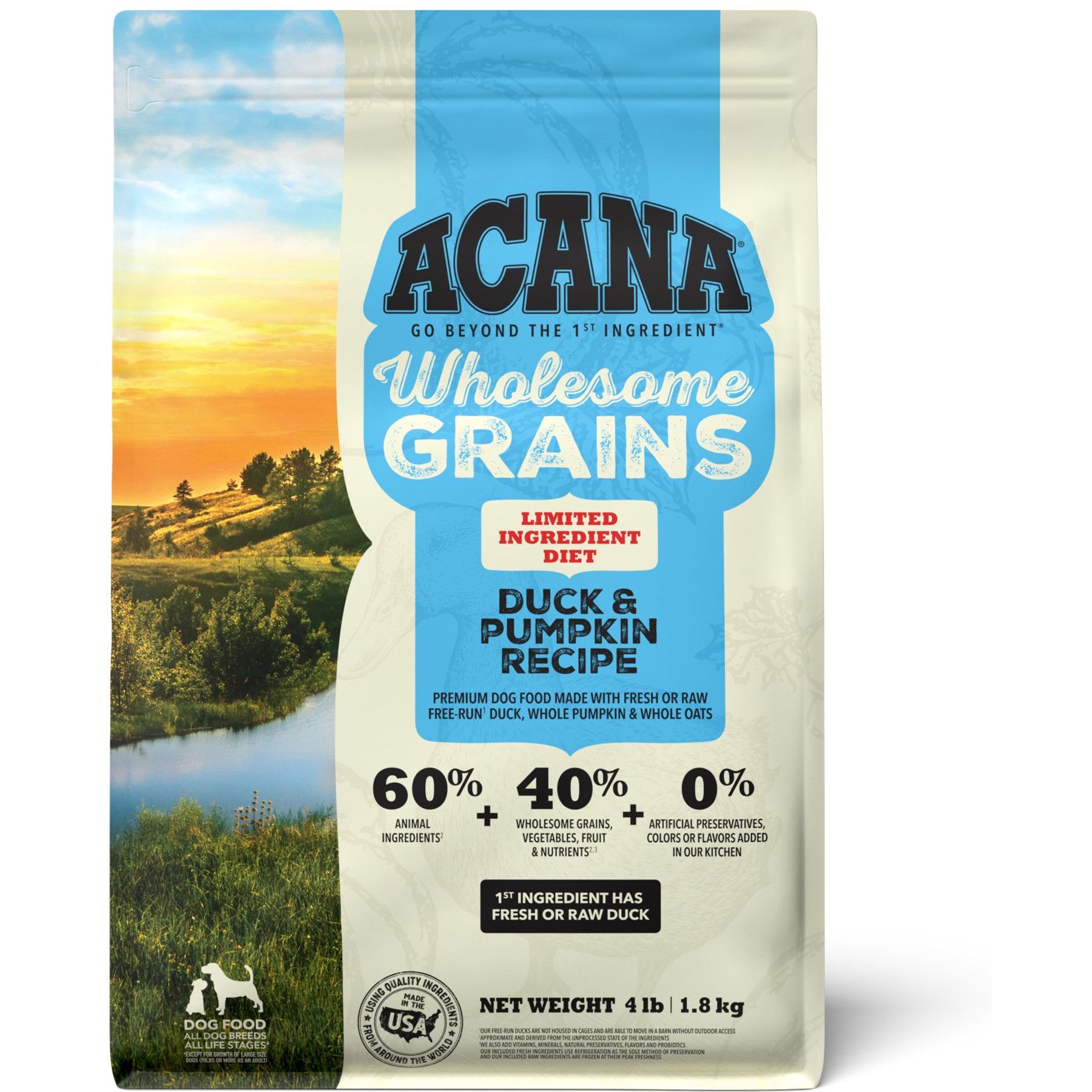 ACANA Singles Wholesome Grains Limited Ingredient Diet Duck Pumpkin Recipe Dry Dog Food 22.5 lb bag Chewy