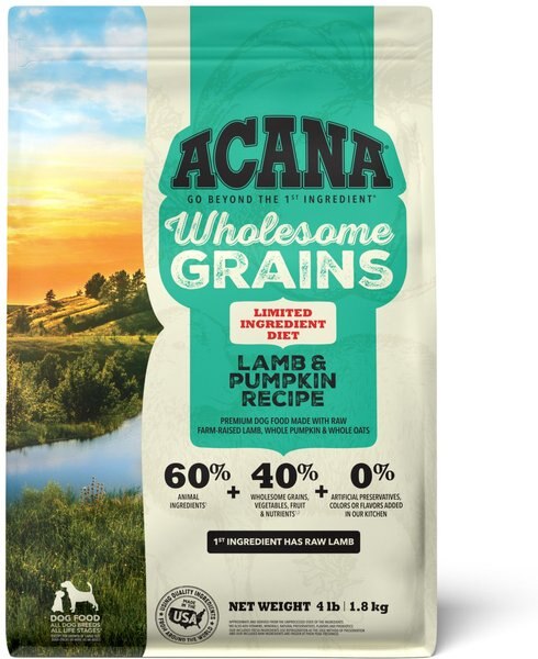 ACANA Singles + Wholesome Grains Limited Ingredient Diet Lamb & Pumpkin Recipe Dry Dog Food, 4-lb bag slide 1 of 11