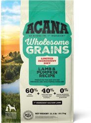ACANA Singles + Wholesome Grains Limited Ingredient Diet Lamb & Pumpkin Recipe Dry Dog Food, 22.5-lb bag