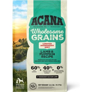ACANA Singles + Wholesome Grains Limited Ingredient Diet Lamb & Pumpkin Recipe Dry Dog Food, 22.5-lb bag