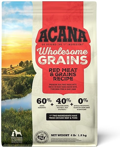 ACANA Wholesome Grains Red Meat Recipe Dry Dog Food, 4-lb bag slide 1 of 11