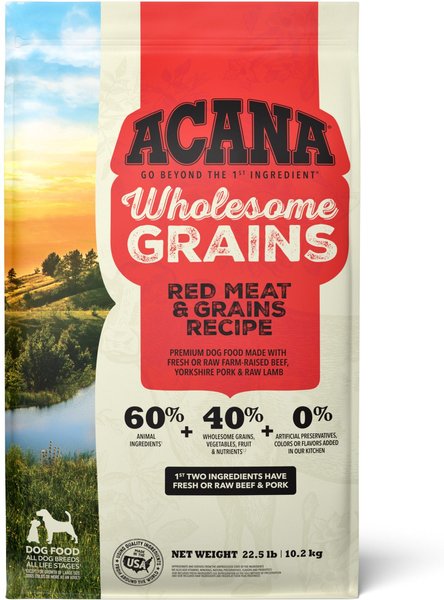 ACANA Wholesome Grains Red Meat Recipe Dry Dog Food, 22.5-lb bag slide 1 of 11