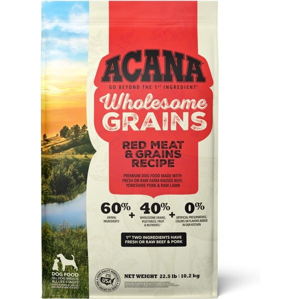 ACANA Wholesome Grains Red Meat Recipe GlutenFree Dry Dog Food, 22.5