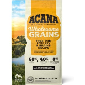 ACANA Free-Run Poultry Recipe + Wholesome Grains Gluten-Free Dry Dog Food, 22.5-lb bag
