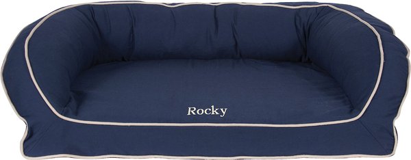 Carolina Pet Classic Canvas Personalized Bolster Dog Bed, Blue, Small/Medium slide 1 of 4