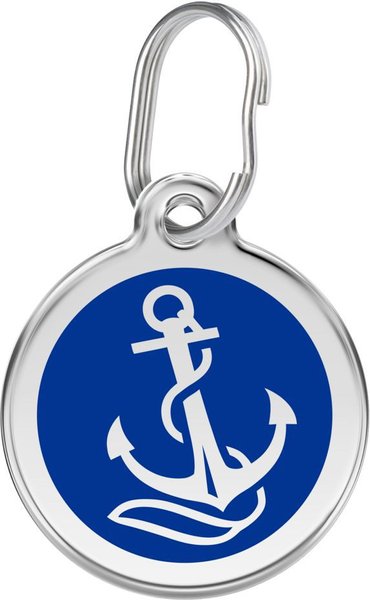 Red Dingo Anchor Stainless Steel Personalized Dog & Cat ID Tag, Blue