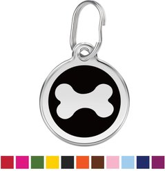 Red Dingo Bone Stainless Steel Personalized Dog ID Tag, Black, Medium slide 1 of 6