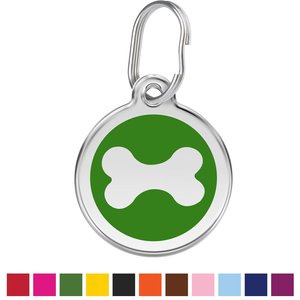 Red Dingo Bone Stainless Steel Personalized Dog & Cat ID Tag, Green, Small