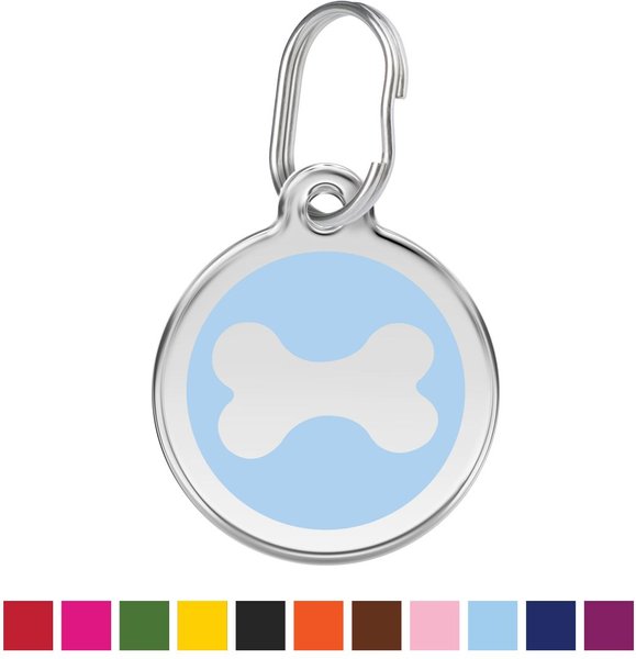 Red Dingo Bone Stainless Steel Personalized Dog & Cat ID Tag, Light Blue, Small slide 1 of 6