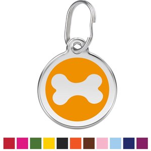 Red Dingo Bone Stainless Steel Personalized Dog & Cat ID Tag, Orange, Small