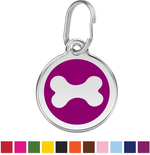 Red Dingo Bone Stainless Steel Personalized Dog & Cat ID Tag, Purple, Medium slide 1 of 6