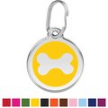 Red Dingo Bone Stainless Steel Personalized Dog ID Tag, Yellow, Medium