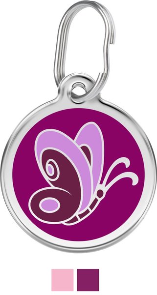Red Dingo Butterfly Stainless Steel Personalized Dog & Cat ID Tag, Purple, Large slide 1 of 6