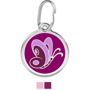 Red Dingo Butterfly Stainless Steel Personalized Dog & Cat ID Tag, Purple, Large