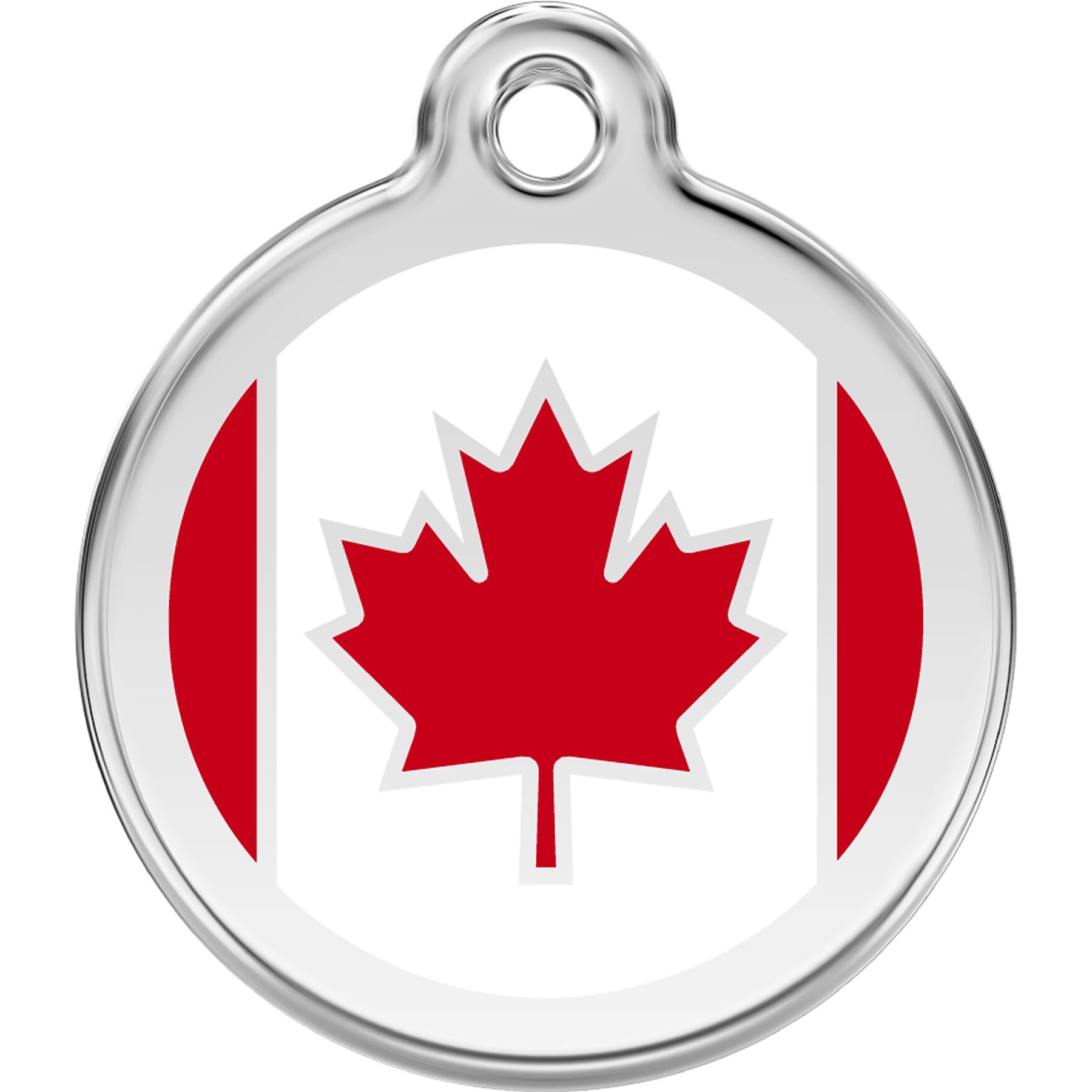 Red Dingo Canada Flag Stainless Steel Personalized Dog & Cat ID Tag, Medium