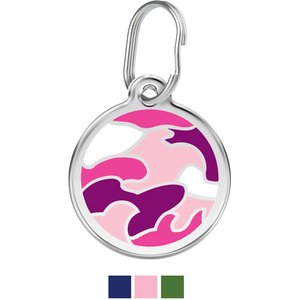 Red Dingo Camouflage Stainless Steel Personalized Dog & Cat ID Tag, Pink, Large