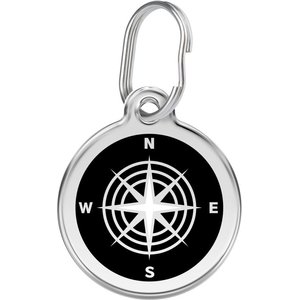 Red Dingo Compass Stainless Steel Personalized Dog & Cat ID Tag, Black, Small