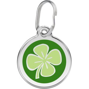 Red Dingo Clover Stainless Steel Personalized Dog & Cat ID Tag, Green, Small