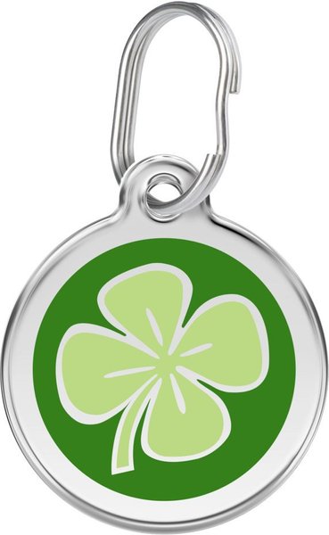Red Dingo Clover Stainless Steel Personalized Dog & Cat ID Tag, Green, Large slide 1 of 6
