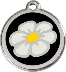 Red Dingo Daisy Stainless Steel Personalized Dog & Cat ID Tag, Black, Small