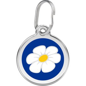Red Dingo Daisy Stainless Steel Personalized Dog & Cat ID Tag, Blue, Small
