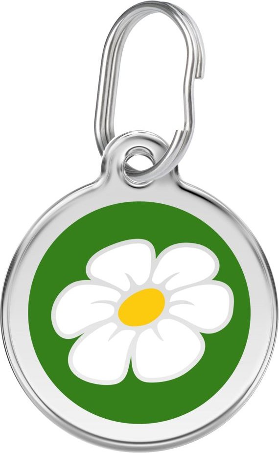 Red Dingo Daisy Stainless Steel Personalized Dog & Cat ID Tag