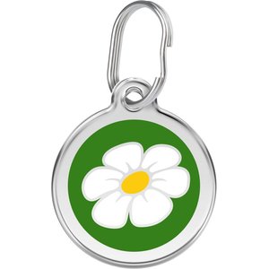 Red Dingo Daisy Stainless Steel Personalized Dog & Cat ID Tag, Green, Small