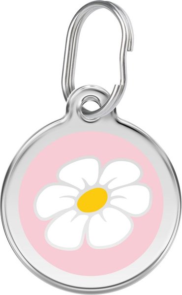 Red Dingo Daisy Stainless Steel Personalized Dog & Cat ID Tag, Pink, Medium slide 1 of 6