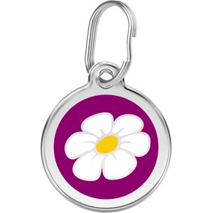 Red Dingo Daisy Stainless Steel Personalized Dog & Cat ID Tag, Purple, Small