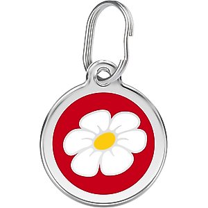Red Dingo Daisy Stainless Steel Personalized Dog & Cat ID Tag, Red, Large