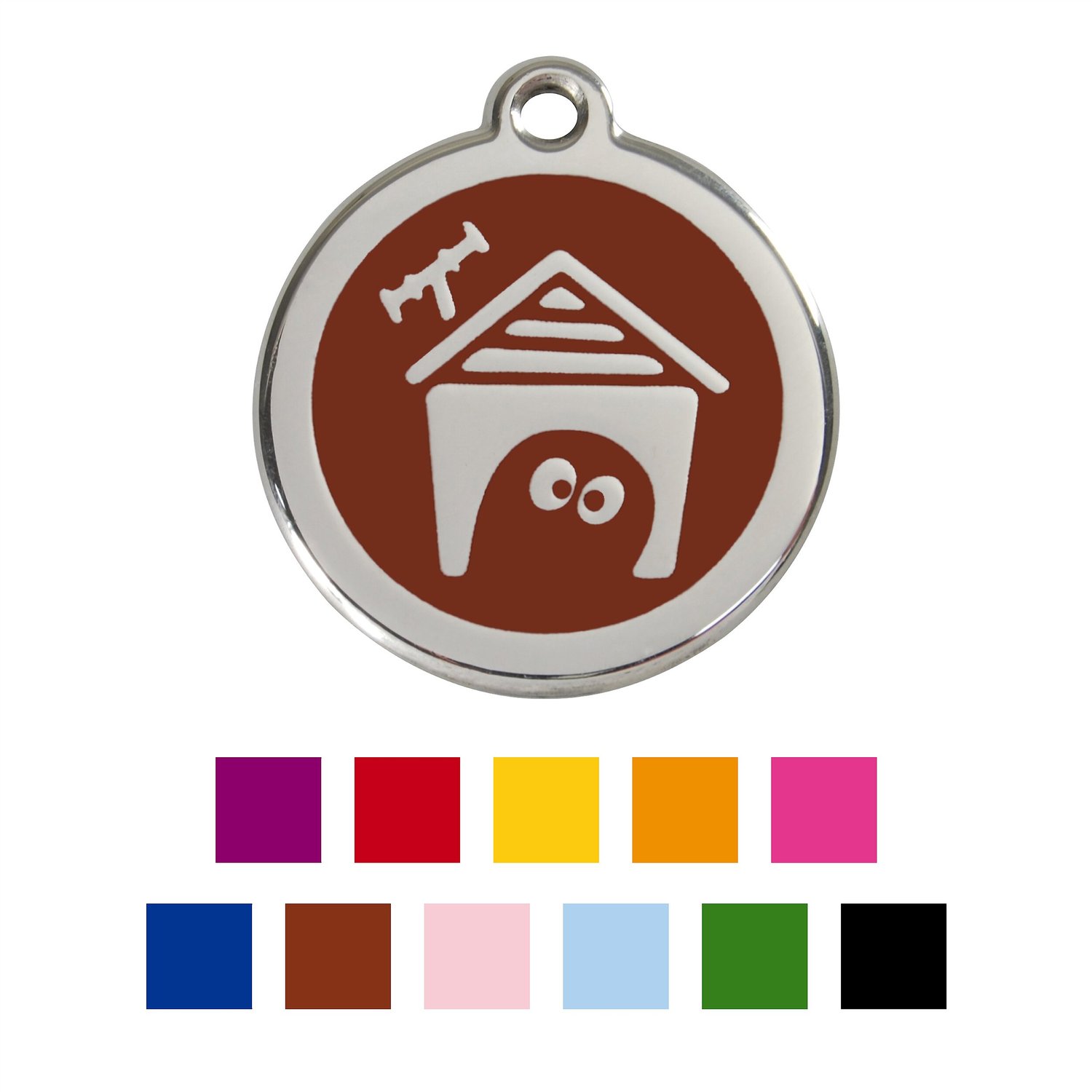 Red Dingo Dog House Stainless Steel Personalized Dog ID Tag