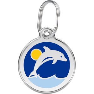 Red Dingo Dolphin Stainless Steel Personalized Dog & Cat ID Tag, Blue, Small