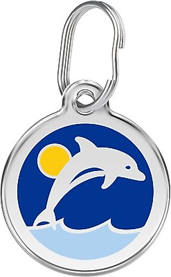 Red Dingo Dolphin Stainless Steel Personalized Dog & Cat ID Tag, Blue , slide 1 of 1