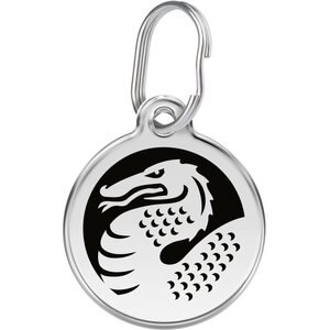 Red Dingo Dragon Stainless Steel Personalized Dog & Cat ID Tag, Black, Small