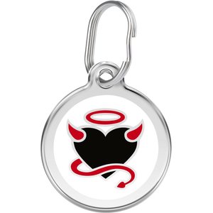 Red Dingo Devil Heart Stainless Steel Personalized Dog & Cat ID Tag, Small