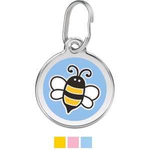 Red Dingo Bumble Bee Stainless Steel Personalized Dog & Cat ID Tag, Light Blue, Medium