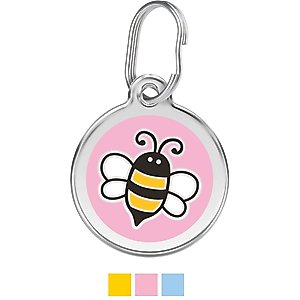 Red Dingo Bumble Bee Stainless Steel Personalized Dog & Cat ID Tag, Pink, Medium
