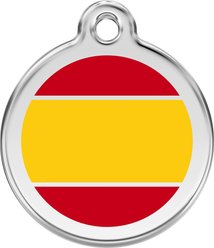Red Dingo Spanish Flag Tag Stainless Steel Personalized Dog & Cat ID Tag, Large