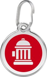 Red Dingo Fire Hydrant Stainless Steel Personalized Dog ID Tag, Red, Medium