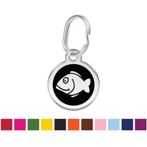 Red Dingo Fish Personalized Stainless Steel Cat ID Tag, Small, Black