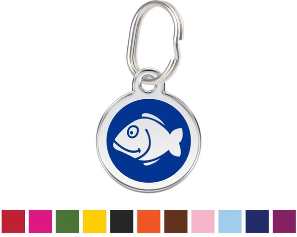 Red Dingo Fish Personalized Stainless Steel Cat ID Tag, Small, Dark Blue slide 1 of 6