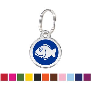 Red Dingo Fish Personalized Stainless Steel Cat ID Tag, Small, Dark Blue