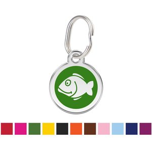 Red Dingo Fish Personalized Stainless Steel Cat ID Tag, Small, Green
