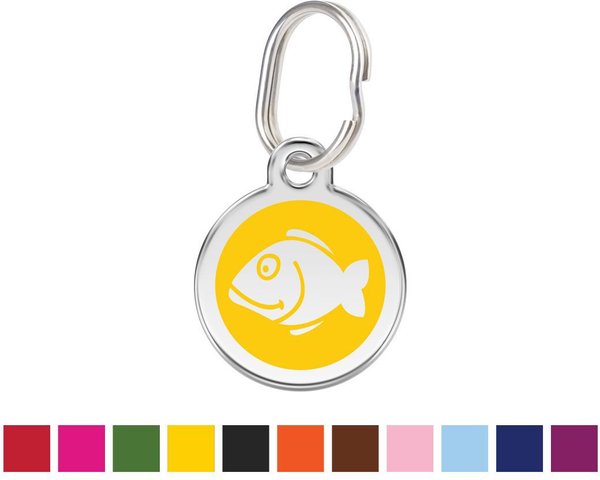 Red Dingo Fish Personalized Stainless Steel Cat ID Tag, Small, Yellow slide 1 of 6