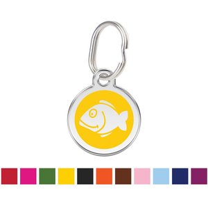 Red Dingo Fish Personalized Stainless Steel Cat ID Tag, Small, Yellow