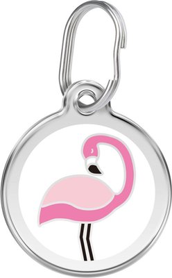 Red Dingo Flamingo Stainless Steel Personalized Dog & Cat ID Tag, slide 1 of 1