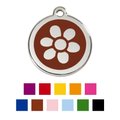 Red Dingo Flower Stainless Steel Personalized Dog & Cat ID Tag, Brown, Small