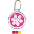 Red Dingo Flower Stainless Steel Personalized Dog & Cat ID Tag, Hot Pink, Medium